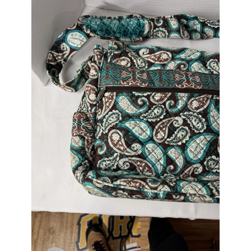 Marie By Giftcraft Paisley Shoulder Bag Turquoise Brown Quilted - Picture 5 of 16